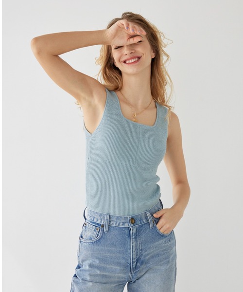 新品 ALEXIA STAM バックボタンクロップドニットトップ
