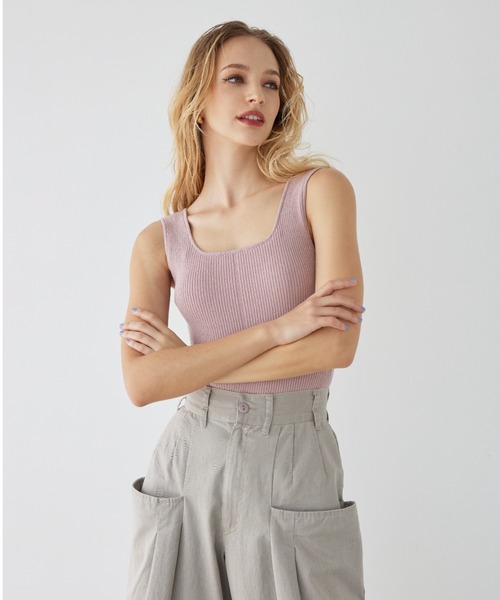 セール】Sleeveless Knit Bodysuit /パッドinボディスーツ