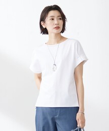 【WEB限定カラーあり・接触冷感・UVケア】コンパクトコットンスムース タックスリーブ カットソー