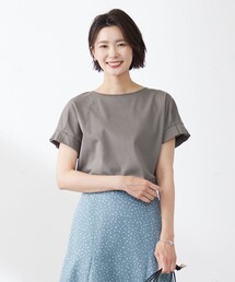 【WEB限定カラーあり・接触冷感・UVケア】コンパクトコットンスムース タックスリーブ カットソー