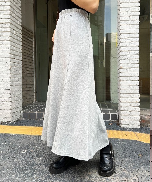 ad thie(アドティエ)の「裏毛マーメイドロングスカート(スカート・レディース・杢グレー/ブラック/オートミール/グリーン/イエロー/モカ/ピンク/ボルドー/アイボリー/カーキ・FREE)」の1枚目の写真
