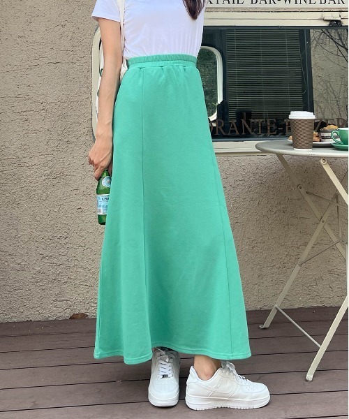 ad thie(アドティエ)の「裏毛マーメイドロングスカート(スカート・レディース・杢グレー/ブラック/オートミール/グリーン/イエロー/モカ/ピンク/ボルドー/アイボリー/カーキ・FREE)」の7枚目の写真