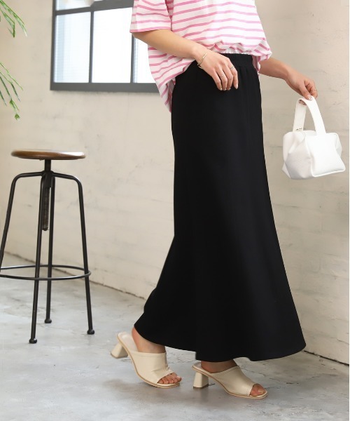 ad thie(アドティエ)の「裏毛マーメイドロングスカート(スカート・レディース・杢グレー/ブラック/オートミール/グリーン/イエロー/モカ/ピンク/ボルドー/アイボリー/カーキ・FREE)」の2枚目の写真