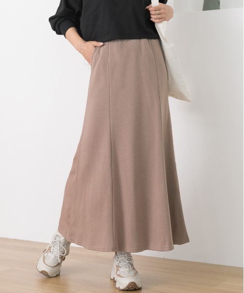 ad thie(アドティエ)の「裏毛マーメイドロングスカート(スカート・レディース・杢グレー/ブラック/オートミール/グリーン/イエロー/モカ/ピンク/ボルドー/アイボリー/カーキ・FREE)」の3枚目の写真