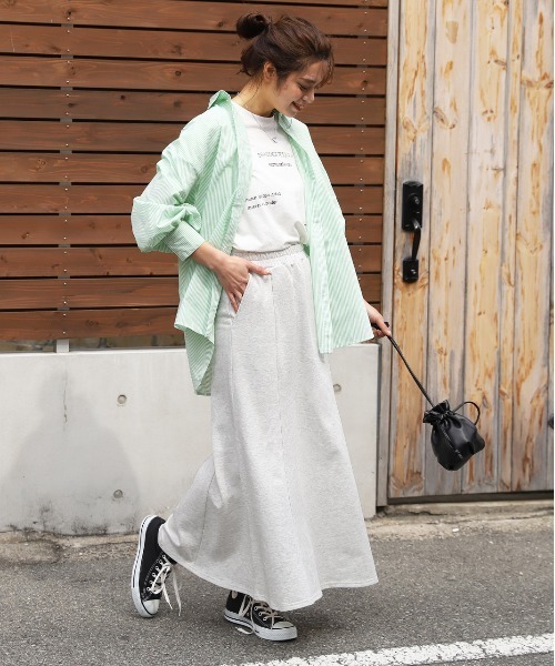 ad thie(アドティエ)の「裏毛マーメイドロングスカート(スカート・レディース・杢グレー/ブラック/オートミール/グリーン/イエロー/モカ/ピンク/ボルドー/アイボリー/カーキ・FREE)」の20枚目の写真