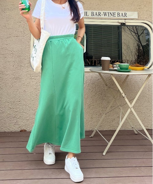 ad thie(アドティエ)の「裏毛マーメイドロングスカート(スカート・レディース・杢グレー/ブラック/オートミール/グリーン/イエロー/モカ/ピンク/ボルドー/アイボリー/カーキ・FREE)」の22枚目の写真