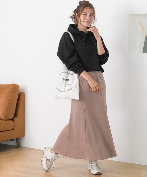 ad thie(アドティエ)の「裏毛マーメイドロングスカート(スカート・レディース・杢グレー/ブラック/オートミール/グリーン/イエロー/モカ/ピンク/ボルドー/アイボリー/カーキ・FREE)」の17枚目の写真