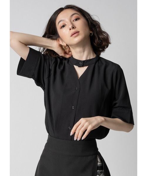 Adoon plain（アドーンプレーン）の「トライアングルネックブラウス / 半袖（シャツ/ブラウス・レディース・ホワイト/ブラック/ライトベージュ・FREE）」の18枚目の写真