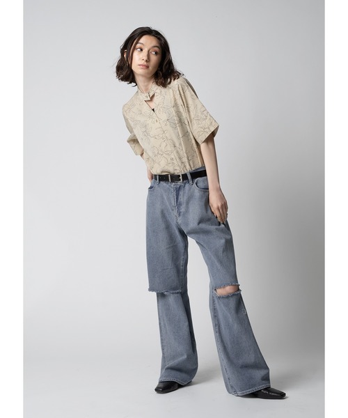 Adoon plain（アドーンプレーン）の「トライアングルネックブラウス / 半袖（シャツ/ブラウス・レディース・ホワイト/ブラック/ライトベージュ・FREE）」の10枚目の写真