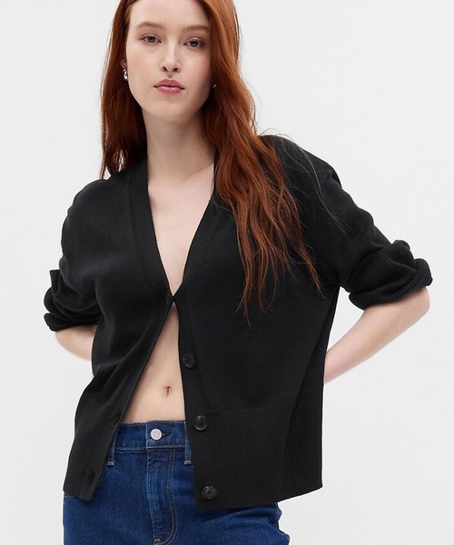 GAP（ギャップ）の「リネン混 ボーイフレンドカーディガン（カーディガン/ボレロ・レディース・ブラック/ベージュ/ホワイト・XS/S/M/L/XL/XXS）」の2枚目の写真
