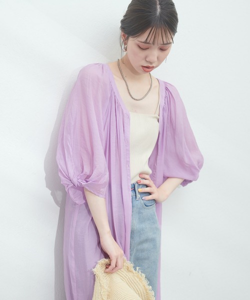 natural couture（ナチュラルクチュール）の「WEB限定アイテム / ねじり袖2WAYシャツワンピース（ワンピース・レディース・ラベンダー/ブルー/オフホワイト/ブラック・FREE）」の16枚目の写真