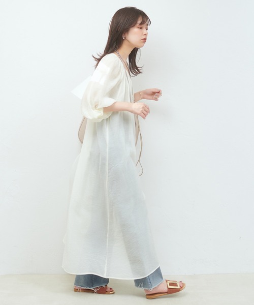 natural couture（ナチュラルクチュール）の「WEB限定アイテム / ねじり袖2WAYシャツワンピース（ワンピース・レディース・ラベンダー/ブルー/オフホワイト/ブラック・FREE）」の13枚目の写真