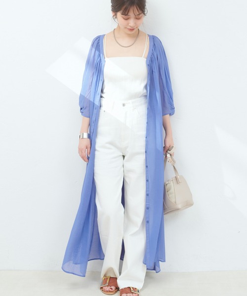 natural couture（ナチュラルクチュール）の「WEB限定アイテム / ねじり袖2WAYシャツワンピース（ワンピース・レディース・ラベンダー/ブルー/オフホワイト/ブラック・FREE）」の10枚目の写真