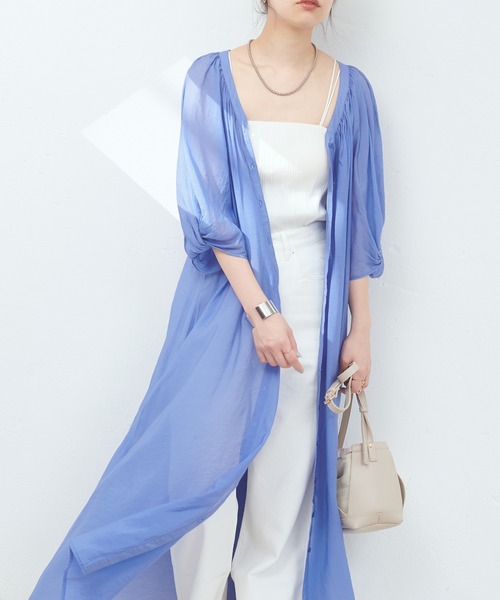 natural couture（ナチュラルクチュール）の「WEB限定アイテム / ねじり袖2WAYシャツワンピース（ワンピース・レディース・ラベンダー/ブルー/オフホワイト/ブラック・FREE）」の6枚目の写真