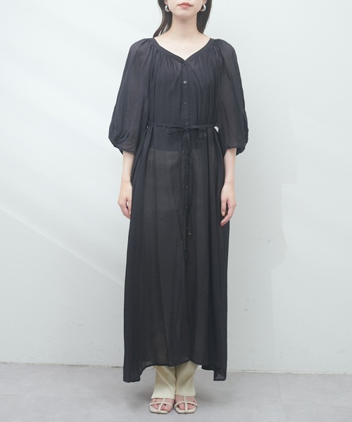 natural couture（ナチュラルクチュール）の「WEB限定アイテム / ねじり袖2WAYシャツワンピース（ワンピース・レディース・ラベンダー/ブルー/オフホワイト/ブラック・FREE）」の21枚目の写真