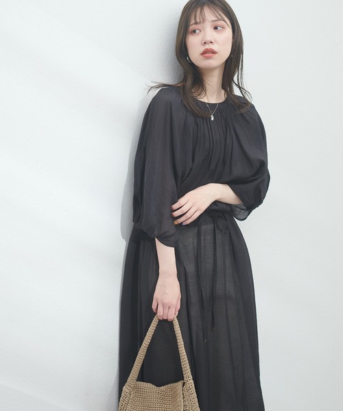 natural couture（ナチュラルクチュール）の「WEB限定アイテム / ねじり袖2WAYシャツワンピース（ワンピース・レディース・ラベンダー/ブルー/オフホワイト/ブラック・FREE）」の15枚目の写真