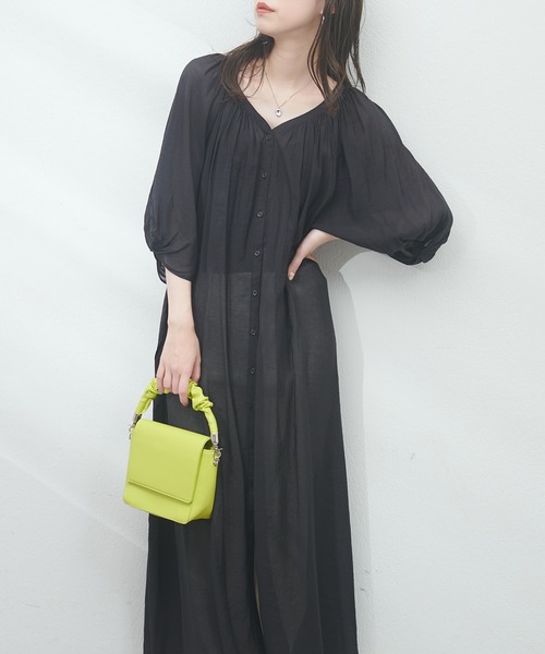 natural couture（ナチュラルクチュール）の「WEB限定アイテム / ねじり袖2WAYシャツワンピース（ワンピース・レディース・ラベンダー/ブルー/オフホワイト/ブラック・FREE）」の8枚目の写真