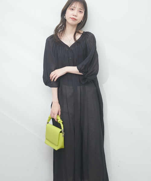 natural couture（ナチュラルクチュール）の「WEB限定アイテム / ねじり袖2WAYシャツワンピース（ワンピース・レディース・ラベンダー/ブルー/オフホワイト/ブラック・FREE）」の19枚目の写真