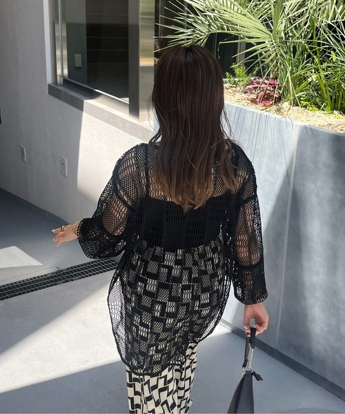 prose verse(プロズヴェール)の「パッチワークメッシュプルオーバー(ニット/セーター・レディース・オフホワイト/ブラック・MEDIUM)」の15枚目の写真