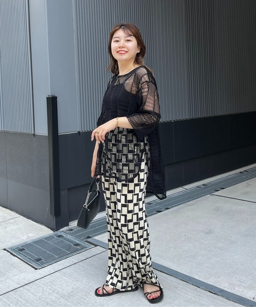 prose verse(プロズヴェール)の「パッチワークメッシュプルオーバー(ニット/セーター・レディース・オフホワイト/ブラック・MEDIUM)」の12枚目の写真