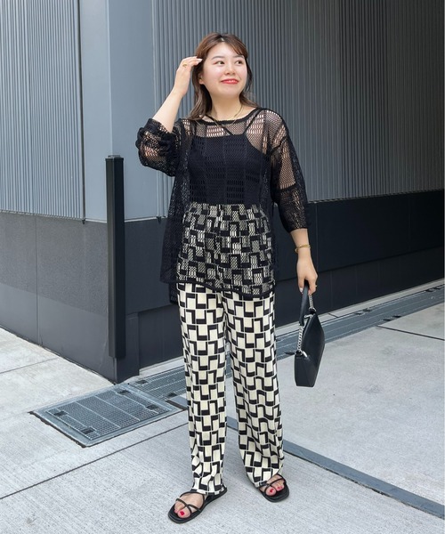 prose verse(プロズヴェール)の「パッチワークメッシュプルオーバー(ニット/セーター・レディース・オフホワイト/ブラック・MEDIUM)」の19枚目の写真