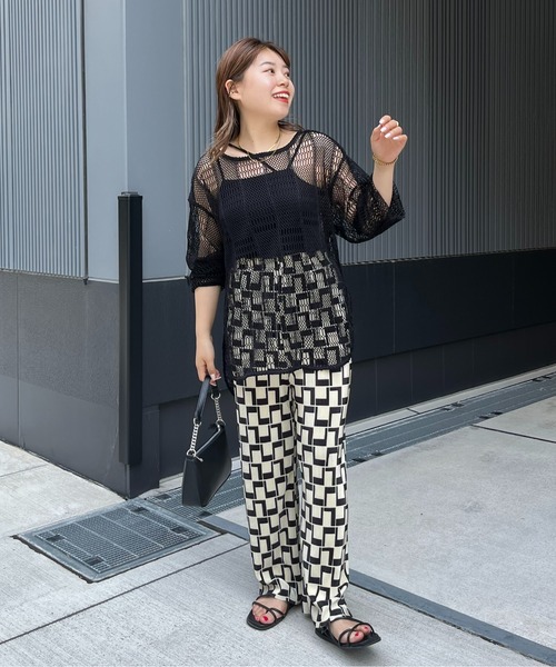 prose verse(プロズヴェール)の「パッチワークメッシュプルオーバー(ニット/セーター・レディース・オフホワイト/ブラック・MEDIUM)」の9枚目の写真