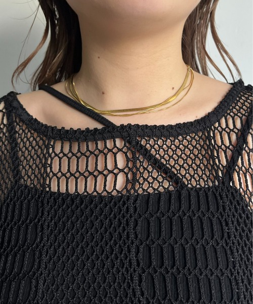 prose verse(プロズヴェール)の「パッチワークメッシュプルオーバー(ニット/セーター・レディース・オフホワイト/ブラック・MEDIUM)」の13枚目の写真