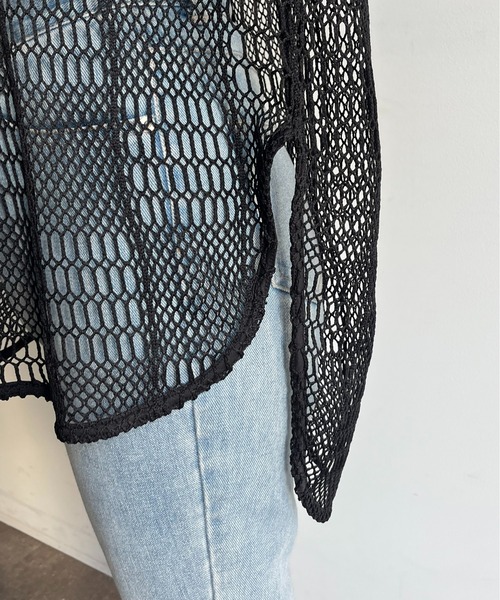 prose verse(プロズヴェール)の「パッチワークメッシュプルオーバー(ニット/セーター・レディース・オフホワイト/ブラック・MEDIUM)」の6枚目の写真