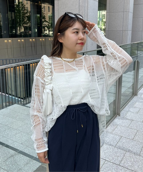 prose verse(プロズヴェール)の「パッチワークメッシュプルオーバー(ニット/セーター・レディース・オフホワイト/ブラック・MEDIUM)」の20枚目の写真