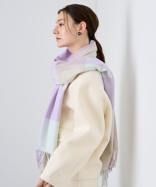 ANAYI(アナイ)の「カシミヤブロックチェックストール(ストール/ショール・レディース・パープル系その他/レッド系その他・FREE)」の22枚目の写真