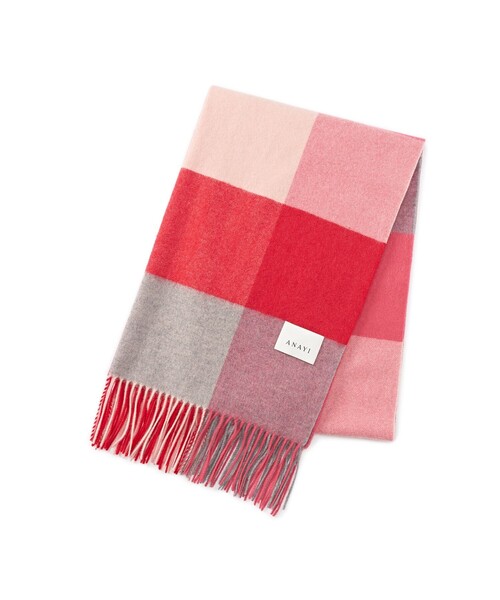 ANAYI(アナイ)の「カシミヤブロックチェックストール(ストール/ショール・レディース・パープル系その他/レッド系その他・FREE)」の19枚目の写真
