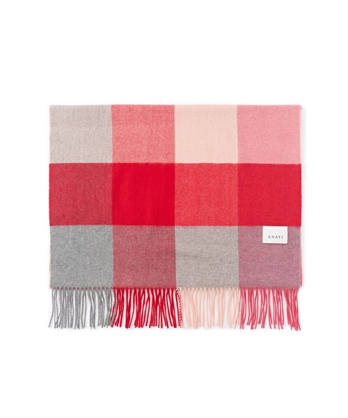 ANAYI(アナイ)の「カシミヤブロックチェックストール(ストール/ショール・レディース・パープル系その他/レッド系その他・FREE)」の17枚目の写真