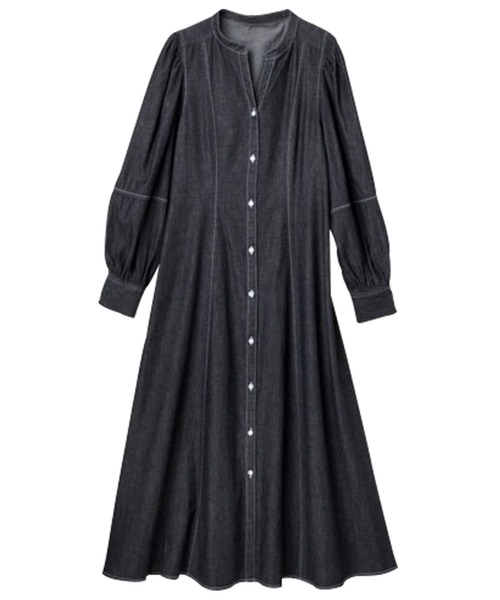 RANAN（ラナン）の「配色ステッチデニムシャツワンピース（ワンピース・レディース・ブルー/ブラック・L/LL/M）」の18枚目の写真