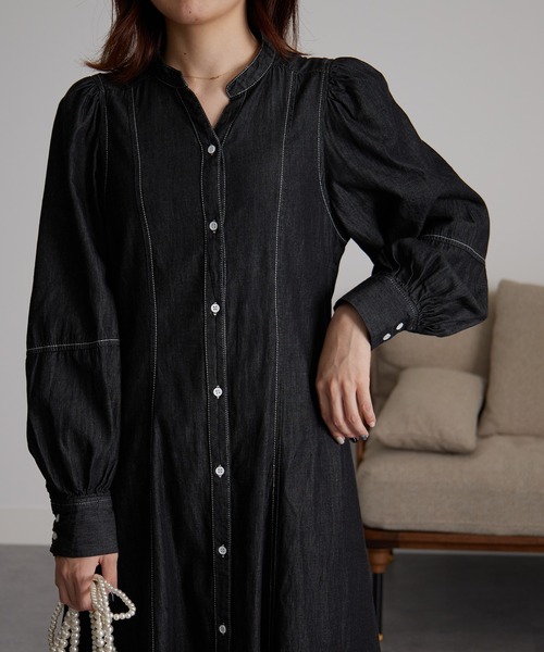 RANAN（ラナン）の「配色ステッチデニムシャツワンピース（ワンピース・レディース・ブルー/ブラック・L/LL/M）」の17枚目の写真