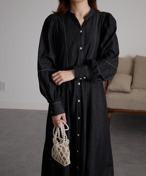 RANAN（ラナン）の「配色ステッチデニムシャツワンピース（ワンピース・レディース・ブルー/ブラック・L/LL/M）」の19枚目の写真