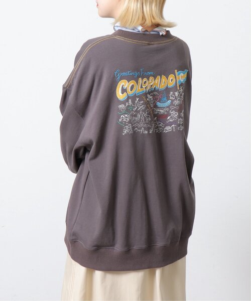 DOUBLE NAME（ダブルネーム）の「COLORADO MAP BACK刺しゅうプルオーバー/ユニセックス可（スウェット・レディース・オフホワイト/スミクロ/オレンジ・FREE）」の3枚目の写真