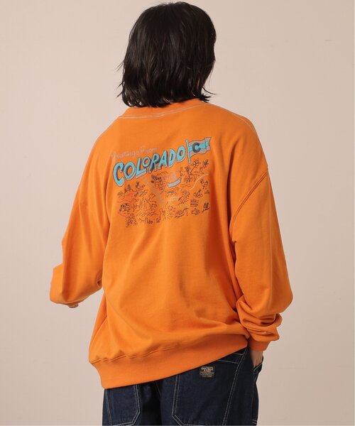 DOUBLE NAME（ダブルネーム）の「COLORADO MAP BACK刺しゅうプルオーバー/ユニセックス可（スウェット・レディース・オフホワイト/スミクロ/オレンジ・FREE）」の4枚目の写真