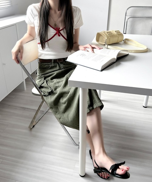 Chick(チック)の「ストリングギャザーカーゴスカート(スカート・レディース・オリーブ/ブラック・L/S/M)」の20枚目の写真