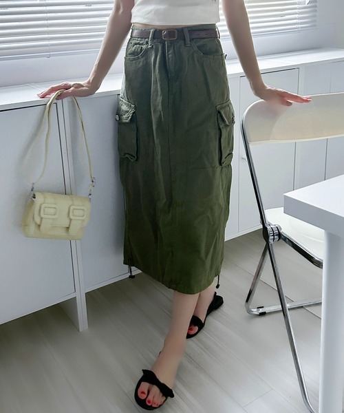 Chick(チック)の「ストリングギャザーカーゴスカート(スカート・レディース・オリーブ/ブラック・L/S/M)」の17枚目の写真