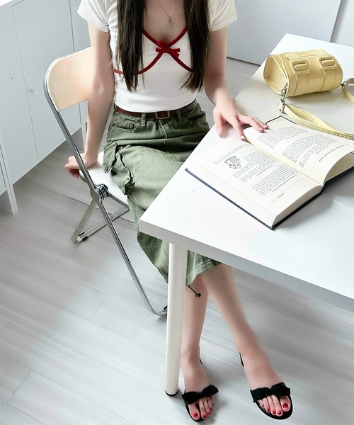 Chick(チック)の「ストリングギャザーカーゴスカート(スカート・レディース・オリーブ/ブラック・L/S/M)」の19枚目の写真