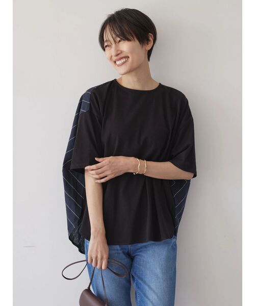 AMERICAN HOLIC（アメリカンホリック）の「ドッキングバックドレープカットプルオーバー（Tシャツ/カットソー・レディース・ネイビー/ブラック/チャコールグレー/オフホワイト・L/M）」の10枚目の写真