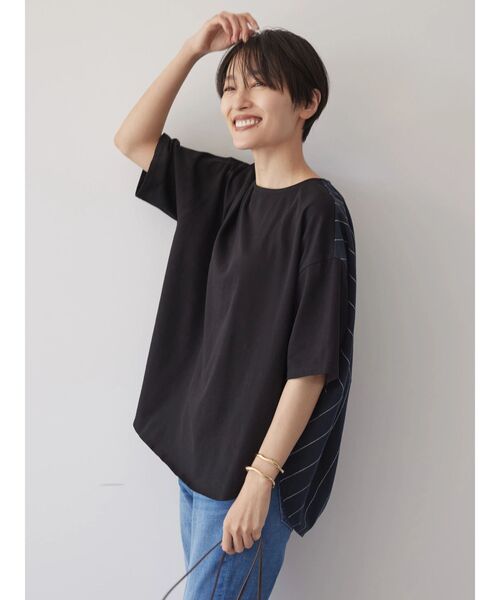 AMERICAN HOLIC（アメリカンホリック）の「ドッキングバックドレープカットプルオーバー（Tシャツ/カットソー・レディース・ネイビー/ブラック/チャコールグレー/オフホワイト・L/M）」の12枚目の写真