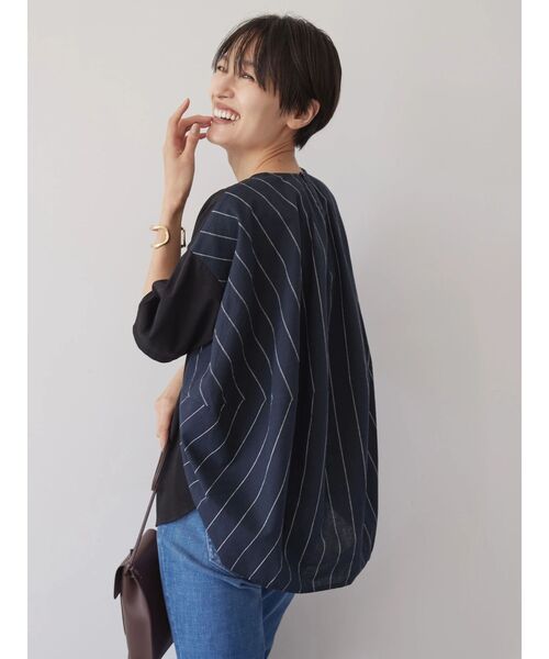 AMERICAN HOLIC（アメリカンホリック）の「ドッキングバックドレープカットプルオーバー（Tシャツ/カットソー・レディース・ネイビー/ブラック/チャコールグレー/オフホワイト・L/M）」の13枚目の写真