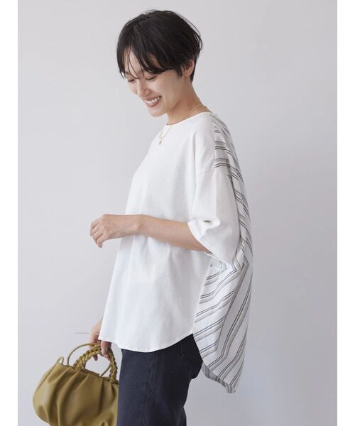 AMERICAN HOLIC（アメリカンホリック）の「ドッキングバックドレープカットプルオーバー（Tシャツ/カットソー・レディース・ネイビー/ブラック/チャコールグレー/オフホワイト・L/M）」の22枚目の写真