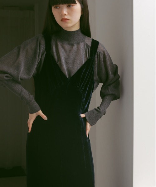 CASA FLINE（カーサフライン）の「ベルベットマーメイドIラインドレス（ワンピース・レディース・ネイビー/グレー・FREE）」の3枚目の写真