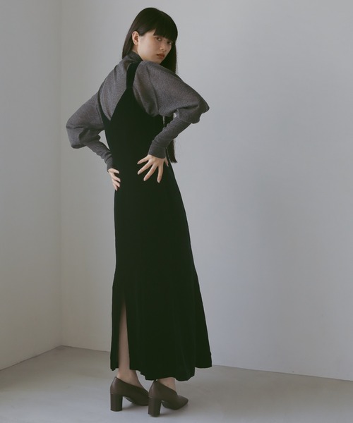 CASA FLINE（カーサフライン）の「ベルベットマーメイドIラインドレス（ワンピース・レディース・ネイビー/グレー・FREE）」の4枚目の写真