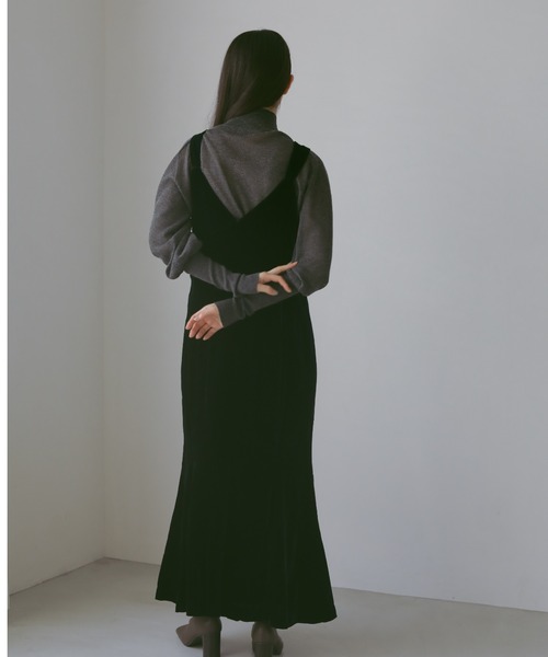 CASA FLINE（カーサフライン）の「ベルベットマーメイドIラインドレス（ワンピース・レディース・ネイビー/グレー・FREE）」の5枚目の写真