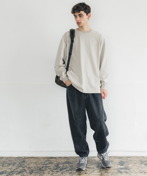 coca(coca)(コカ)の「メンズヘビーウェイトピーチ加工ロンT(Tシャツ/カットソー・メンズ・グレイッシュベージュ/ブラック・L/M/XL)」の5枚目の写真