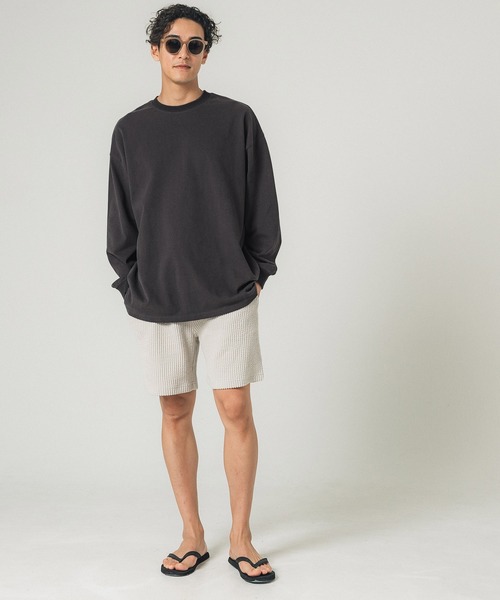 coca(coca)(コカ)の「メンズヘビーウェイトピーチ加工ロンT(Tシャツ/カットソー・メンズ・グレイッシュベージュ/ブラック・L/M/XL)」の7枚目の写真
