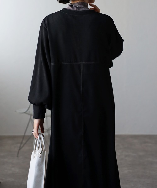 amini（アミニ）の「【2023 A/W】ボリューム袖フレアワンピース（ワンピース・レディース・ブラック/ブラウン/アイボリー・MEDIUM）」の6枚目の写真